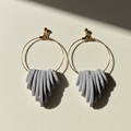 Boucle d'oreille fait main _ France _ Auvergne _ Acier inoxydable_Pendant_Créole_Fleur_Bleu_Gris