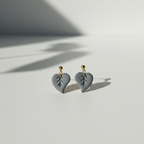 Boucle d'oreille fait main _ France _ Auvergne _ Acier inoxydable_Pendant_Fleur_Bleu_Gris