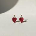 Boucle d'oreille fait main _ France _ Auvergne _ Acier inoxydable_Pendant_Fleur_Rouge_Bordeau