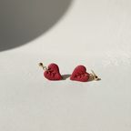 Boucle d'oreille fait main _ France _ Auvergne _ Acier inoxydable_Pendant_Fleur_Rouge_Bordeau