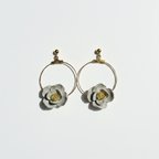 Boucle d'oreille fait main _ France _ Auvergne _ Acier inoxydable_Pendant_Rond_Créole_Gris