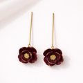 Boucle d'oreille fait main _ France _ Auvergne _ Acier inoxydable_Pendant_Bordeau_Fleur