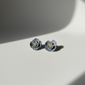 Boucle d'oreille fait main _ France _ Auvergne _ Acier inoxydable_Pendant_Bleu_Fleur
