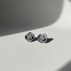 Boucle d'oreille fait main _ France _ Auvergne _ Acier inoxydable_Pendant_Bleu_Fleur