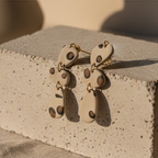 Boucle d'oreille fait main _ France _ Auvergne _ Acier inoxydable_Pendant_Leopard_Dorée