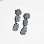 Boucle d'oreille fait main _ France _ Auvergne _ Acier inoxydable_Bleu_Gris