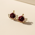 Boucle d'oreille fait main _ France _ Auvergne _ Acier inoxydable_Pendant_Fleur_Bordeau_Dorée