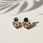 Boucle d'oreille fait main _ France _ Auvergne _ Acier inoxydable_Pendant_Leopard_Coeur