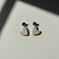 Boucle d'oreille fait main _ France _ Auvergne _ Acier inoxydable_Pendant_Marbre_Coeur
