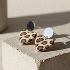 Boucle d'oreille fait main _ France _ Auvergne _ Acier inoxydable_Pendant_Leopard_Coeur