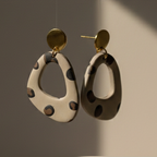 Boucle d'oreille fait main _ France _ Auvergne _ Acier inoxydable_Pendant_Leopard_Dorée