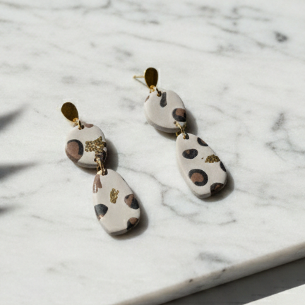 Boucle d'oreille fait main _ France _ Auvergne _ Acier inoxydable_Pendant_Leopard