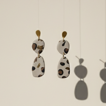 Boucle d'oreille fait main _ France _ Auvergne _ Acier inoxydable_Pendant_Leopard