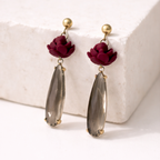 Boucle d'oreille fait main _ France _ Auvergne _ Acier inoxydable_Pendant_Fleur_Bordeau