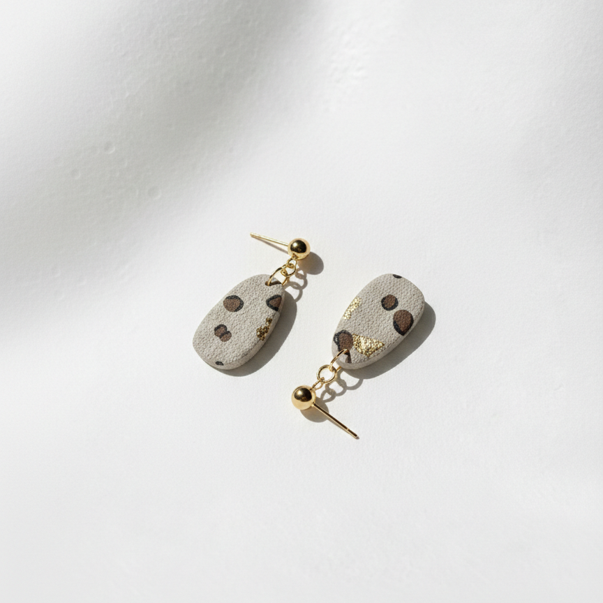 Boucle d'oreille fait main _ France _ Auvergne _ Acier inoxydable_Pendant_Leopard